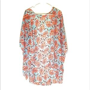 2/$15 Emory Park - Blue Paisley Kimono Top Size M | Lightweight Open Front Layer